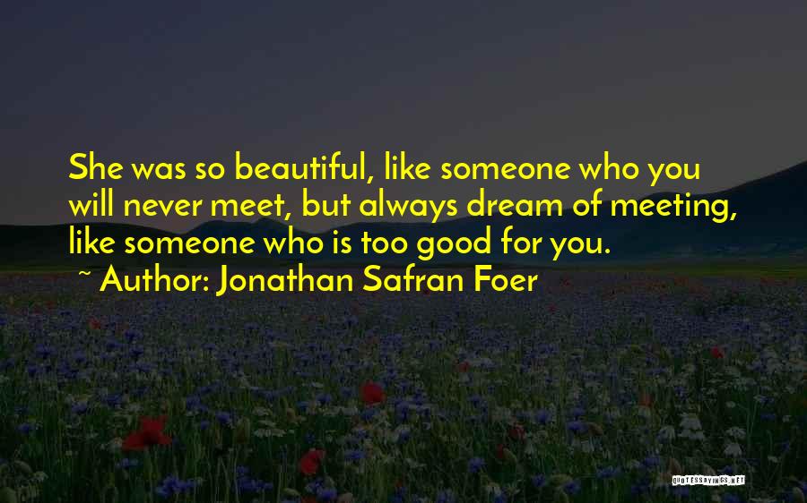 Jonathan Safran Foer Quotes: She Was So Beautiful, Like Someone Who You Will Never Meet, But Always Dream Of Meeting, Like Someone Who Is