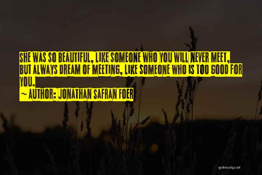 Jonathan Safran Foer Quotes: She Was So Beautiful, Like Someone Who You Will Never Meet, But Always Dream Of Meeting, Like Someone Who Is