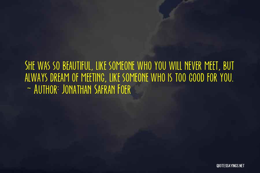 Jonathan Safran Foer Quotes: She Was So Beautiful, Like Someone Who You Will Never Meet, But Always Dream Of Meeting, Like Someone Who Is