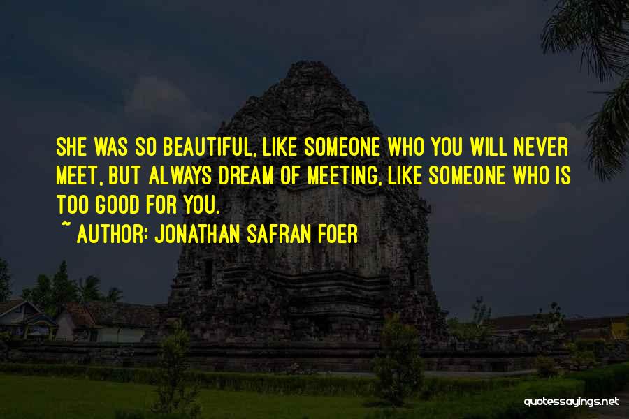 Jonathan Safran Foer Quotes: She Was So Beautiful, Like Someone Who You Will Never Meet, But Always Dream Of Meeting, Like Someone Who Is