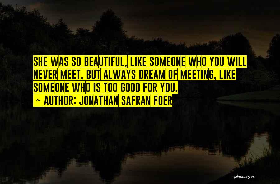 Jonathan Safran Foer Quotes: She Was So Beautiful, Like Someone Who You Will Never Meet, But Always Dream Of Meeting, Like Someone Who Is