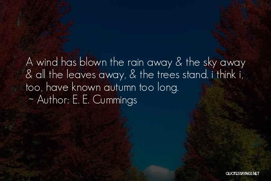 E. E. Cummings Quotes: A Wind Has Blown The Rain Away & The Sky Away & All The Leaves Away, & The Trees Stand.