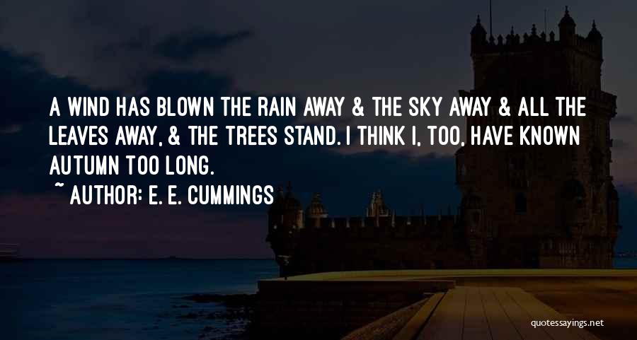 E. E. Cummings Quotes: A Wind Has Blown The Rain Away & The Sky Away & All The Leaves Away, & The Trees Stand.