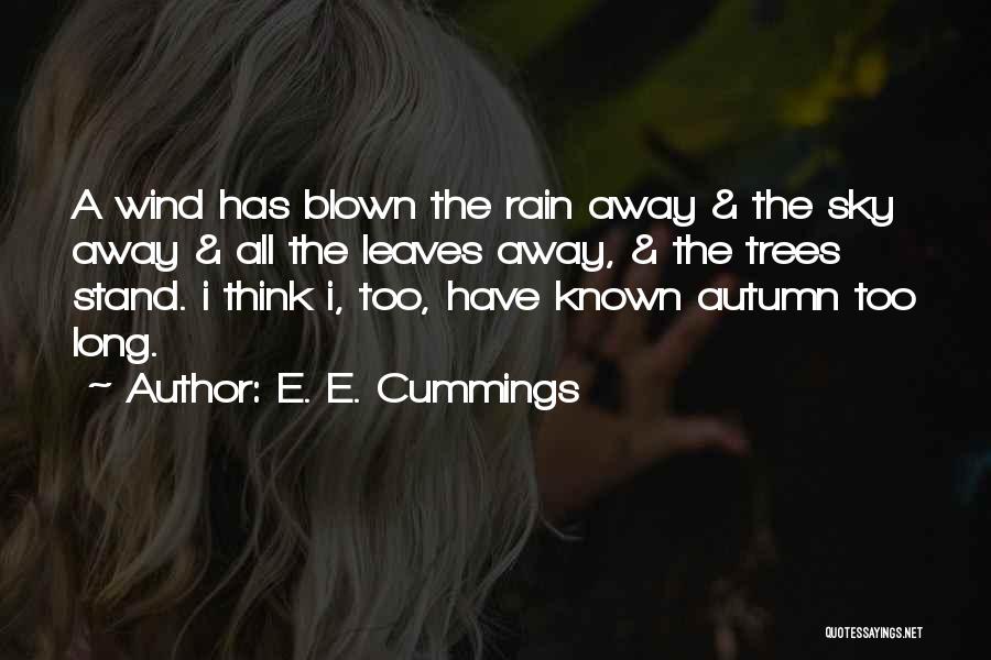 E. E. Cummings Quotes: A Wind Has Blown The Rain Away & The Sky Away & All The Leaves Away, & The Trees Stand.