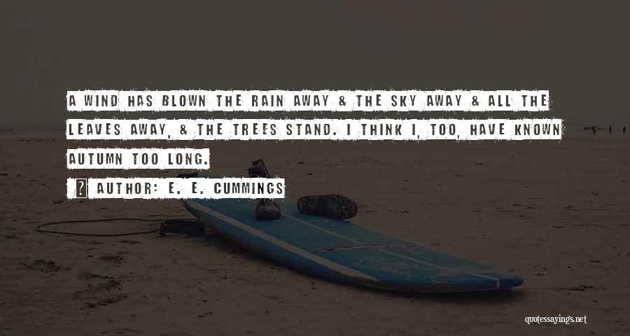 E. E. Cummings Quotes: A Wind Has Blown The Rain Away & The Sky Away & All The Leaves Away, & The Trees Stand.