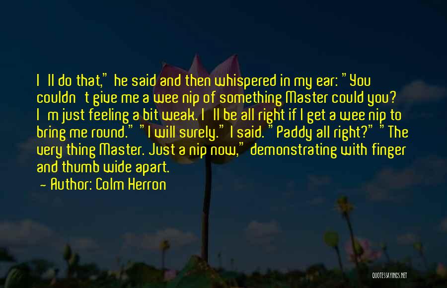 Colm Herron Quotes: I'll Do That, He Said And Then Whispered In My Ear: You Couldn't Give Me A Wee Nip Of Something