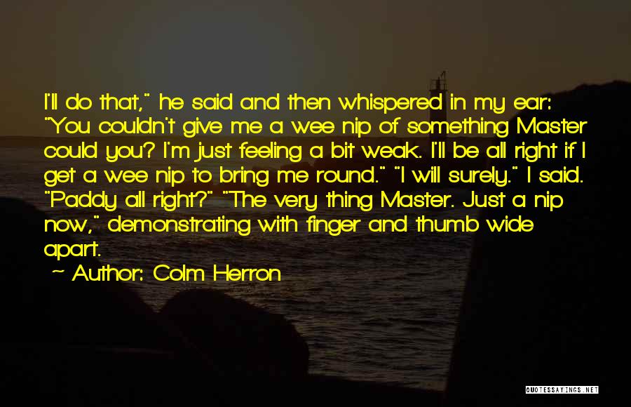 Colm Herron Quotes: I'll Do That, He Said And Then Whispered In My Ear: You Couldn't Give Me A Wee Nip Of Something
