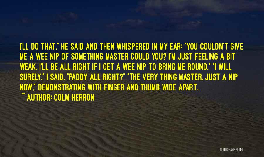 Colm Herron Quotes: I'll Do That, He Said And Then Whispered In My Ear: You Couldn't Give Me A Wee Nip Of Something