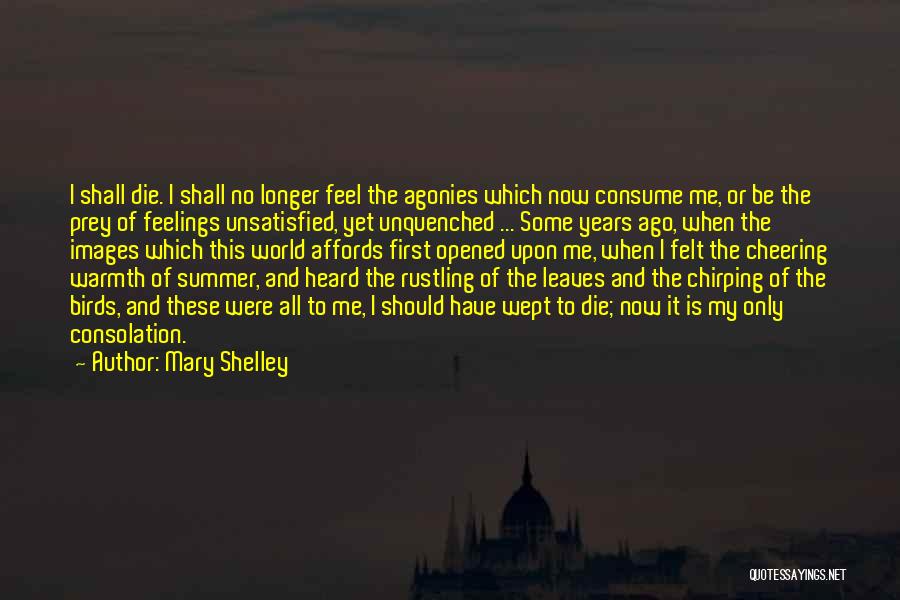 Mary Shelley Quotes: I Shall Die. I Shall No Longer Feel The Agonies Which Now Consume Me, Or Be The Prey Of Feelings