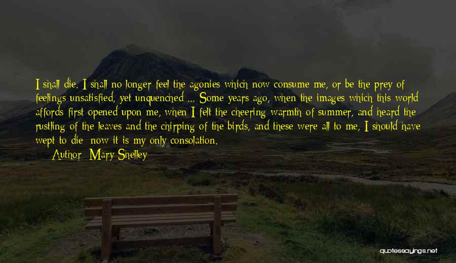 Mary Shelley Quotes: I Shall Die. I Shall No Longer Feel The Agonies Which Now Consume Me, Or Be The Prey Of Feelings