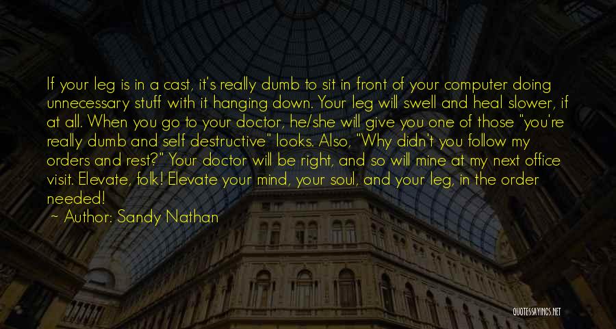 Sandy Nathan Quotes: If Your Leg Is In A Cast, It's Really Dumb To Sit In Front Of Your Computer Doing Unnecessary Stuff