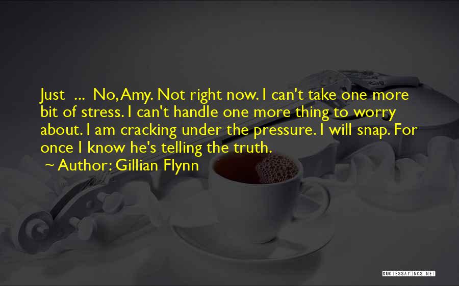 Gillian Flynn Quotes: Just ... No, Amy. Not Right Now. I Can't Take One More Bit Of Stress. I Can't Handle One More