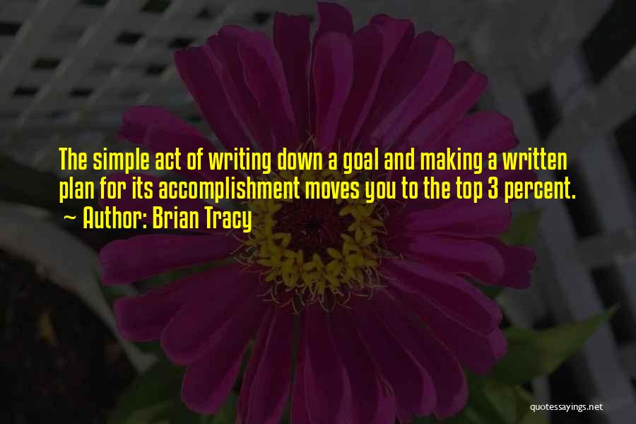 Brian Tracy Quotes: The Simple Act Of Writing Down A Goal And Making A Written Plan For Its Accomplishment Moves You To The