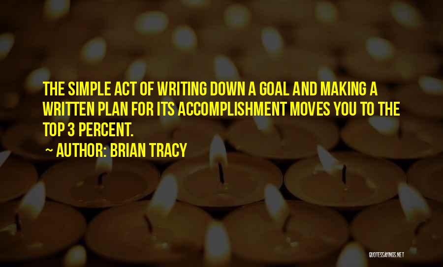 Brian Tracy Quotes: The Simple Act Of Writing Down A Goal And Making A Written Plan For Its Accomplishment Moves You To The