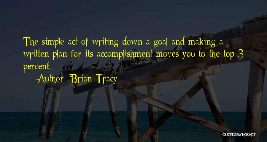 Brian Tracy Quotes: The Simple Act Of Writing Down A Goal And Making A Written Plan For Its Accomplishment Moves You To The