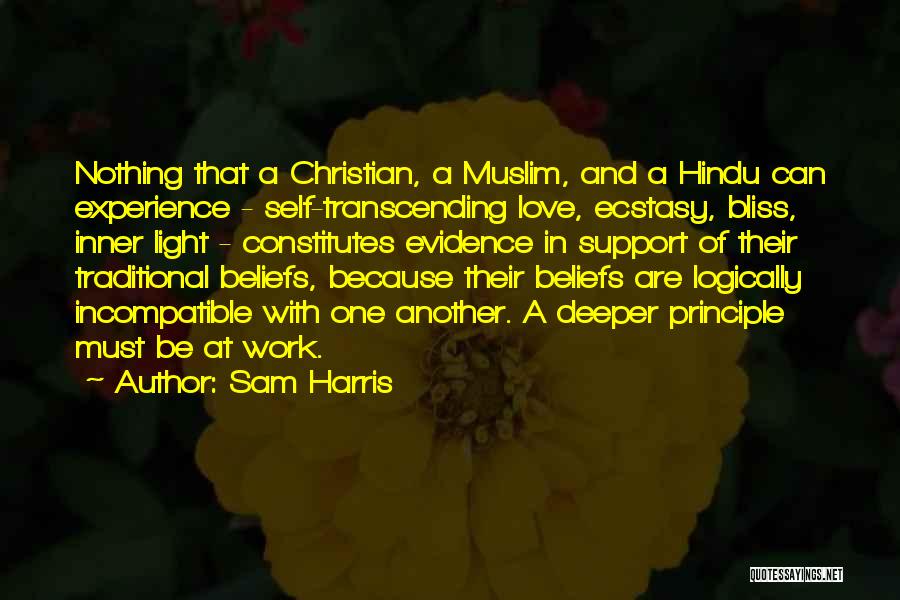 Sam Harris Quotes: Nothing That A Christian, A Muslim, And A Hindu Can Experience - Self-transcending Love, Ecstasy, Bliss, Inner Light - Constitutes