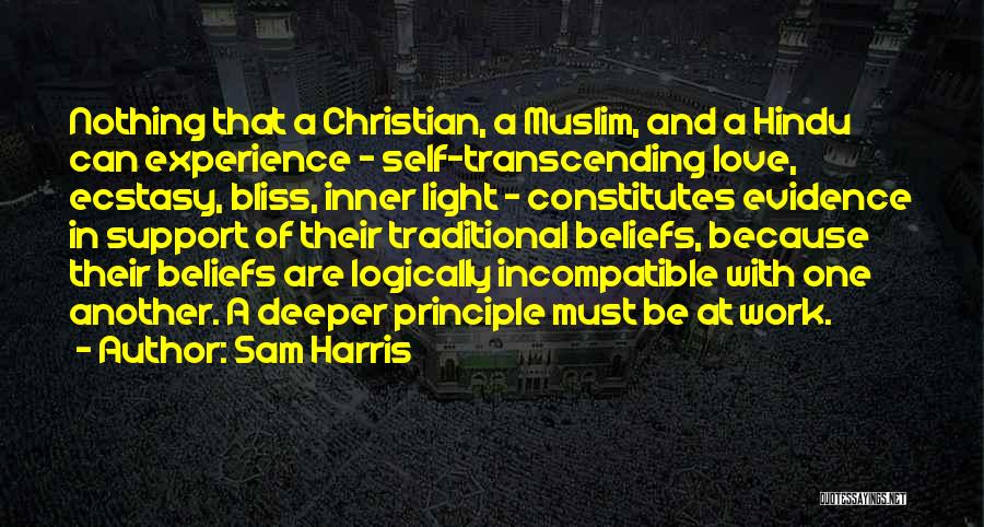 Sam Harris Quotes: Nothing That A Christian, A Muslim, And A Hindu Can Experience - Self-transcending Love, Ecstasy, Bliss, Inner Light - Constitutes