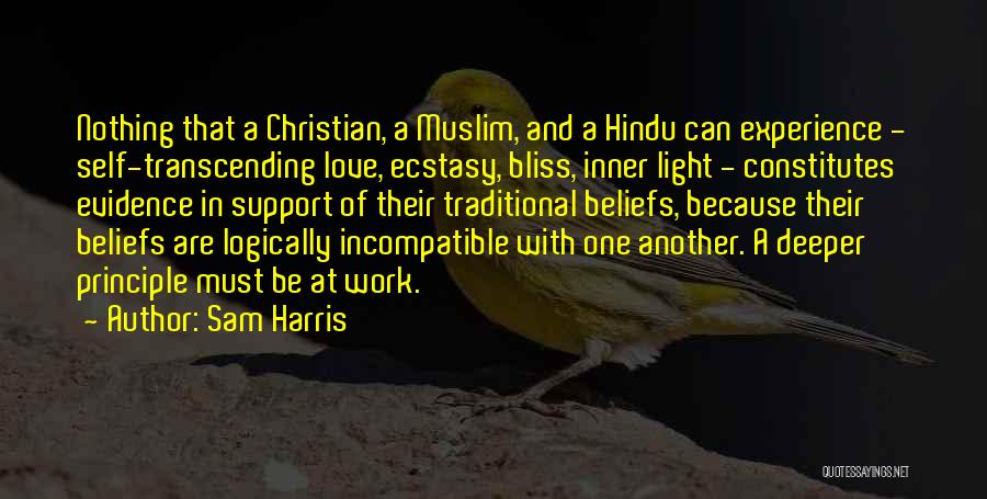 Sam Harris Quotes: Nothing That A Christian, A Muslim, And A Hindu Can Experience - Self-transcending Love, Ecstasy, Bliss, Inner Light - Constitutes