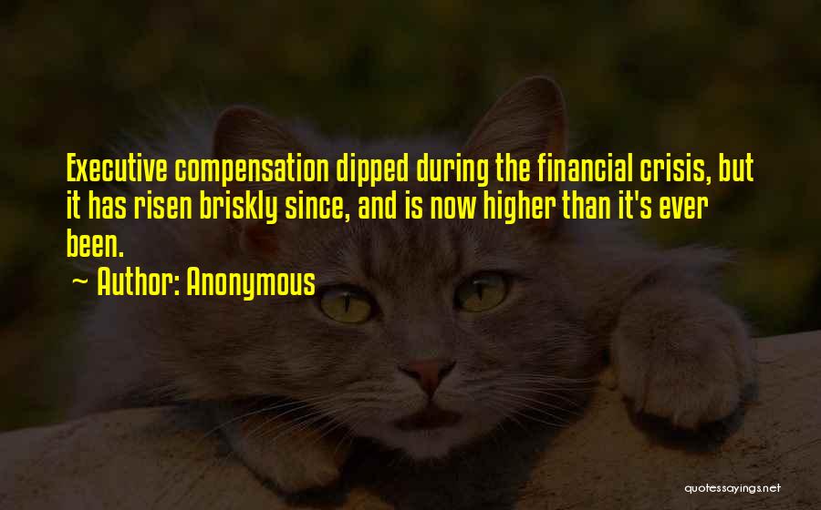 Anonymous Quotes: Executive Compensation Dipped During The Financial Crisis, But It Has Risen Briskly Since, And Is Now Higher Than It's Ever