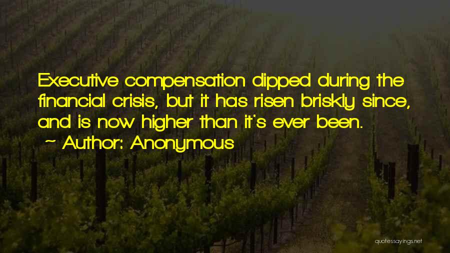 Anonymous Quotes: Executive Compensation Dipped During The Financial Crisis, But It Has Risen Briskly Since, And Is Now Higher Than It's Ever