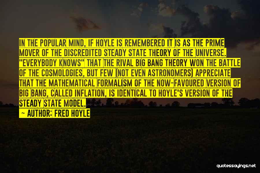 Fred Hoyle Quotes: In The Popular Mind, If Hoyle Is Remembered It Is As The Prime Mover Of The Discredited Steady State Theory