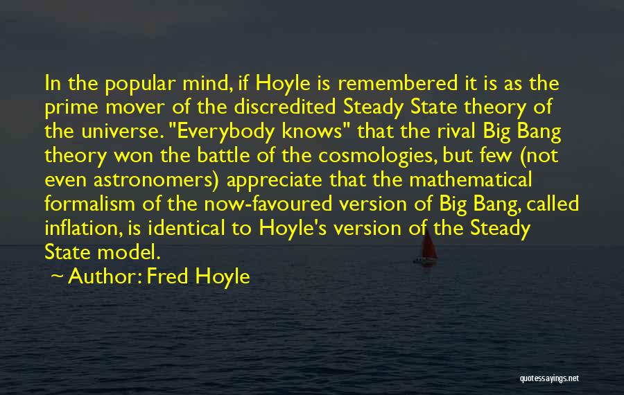 Fred Hoyle Quotes: In The Popular Mind, If Hoyle Is Remembered It Is As The Prime Mover Of The Discredited Steady State Theory