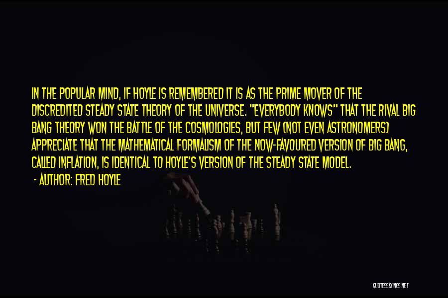 Fred Hoyle Quotes: In The Popular Mind, If Hoyle Is Remembered It Is As The Prime Mover Of The Discredited Steady State Theory