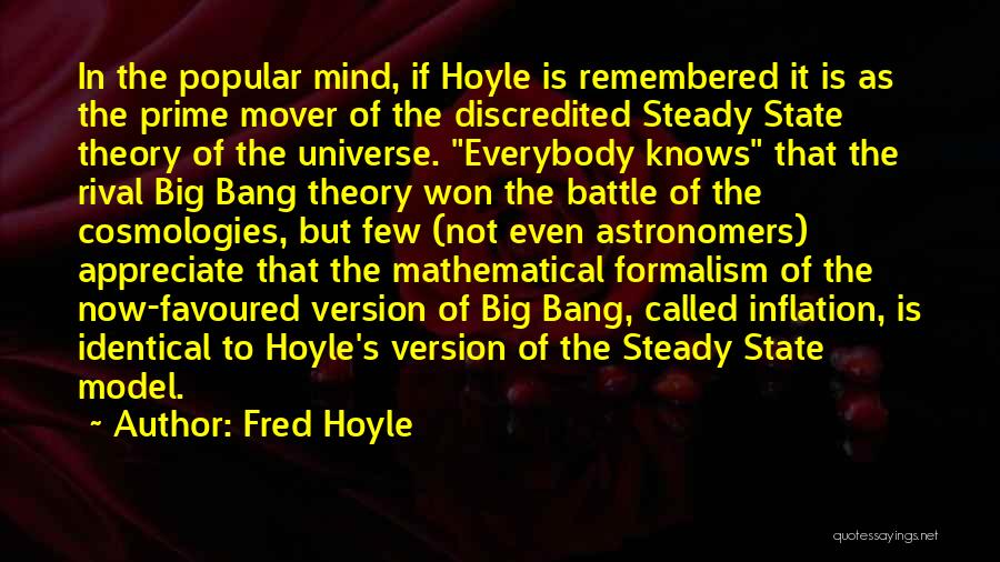 Fred Hoyle Quotes: In The Popular Mind, If Hoyle Is Remembered It Is As The Prime Mover Of The Discredited Steady State Theory