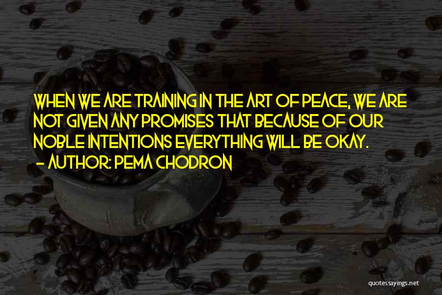 Pema Chodron Quotes: When We Are Training In The Art Of Peace, We Are Not Given Any Promises That Because Of Our Noble