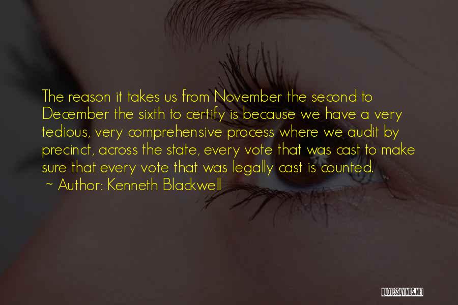 Kenneth Blackwell Quotes: The Reason It Takes Us From November The Second To December The Sixth To Certify Is Because We Have A