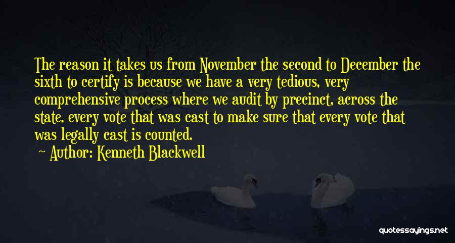 Kenneth Blackwell Quotes: The Reason It Takes Us From November The Second To December The Sixth To Certify Is Because We Have A