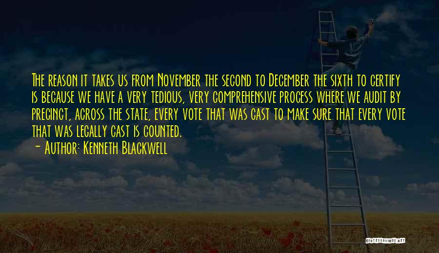 Kenneth Blackwell Quotes: The Reason It Takes Us From November The Second To December The Sixth To Certify Is Because We Have A