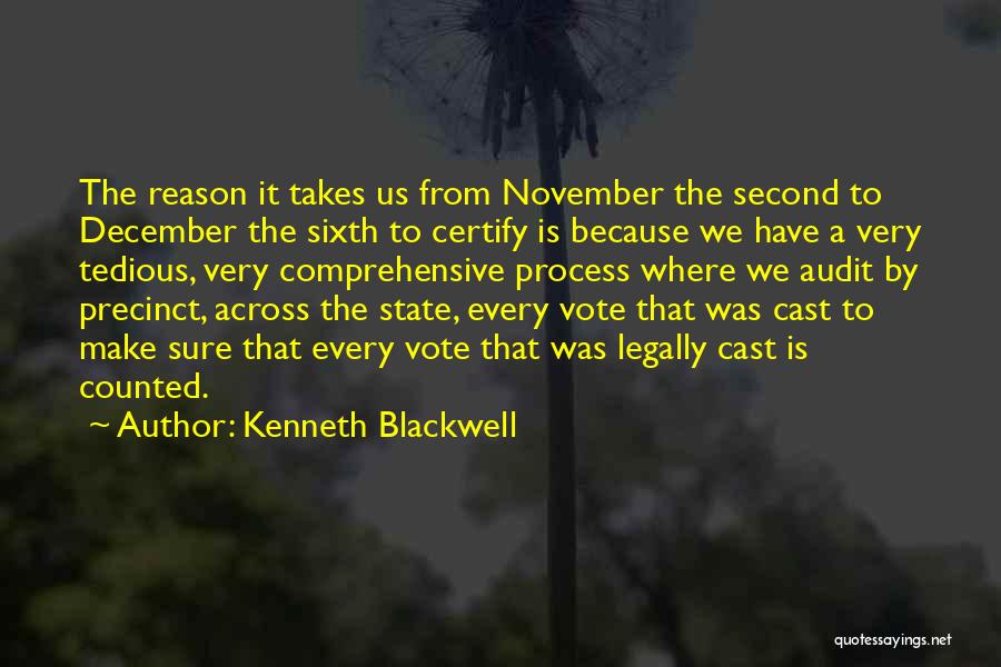 Kenneth Blackwell Quotes: The Reason It Takes Us From November The Second To December The Sixth To Certify Is Because We Have A