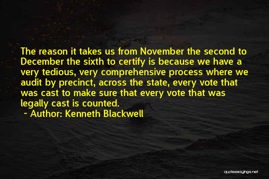 Kenneth Blackwell Quotes: The Reason It Takes Us From November The Second To December The Sixth To Certify Is Because We Have A
