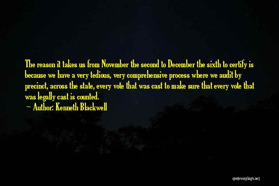 Kenneth Blackwell Quotes: The Reason It Takes Us From November The Second To December The Sixth To Certify Is Because We Have A