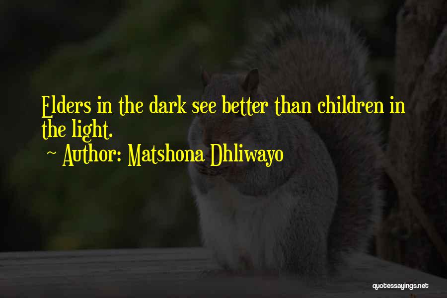Matshona Dhliwayo Quotes: Elders In The Dark See Better Than Children In The Light.