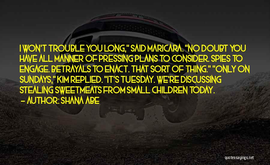 Shana Abe Quotes: I Won't Trouble You Long, Said Maricara. No Doubt You Have All Manner Of Pressing Plans To Consider. Spies To