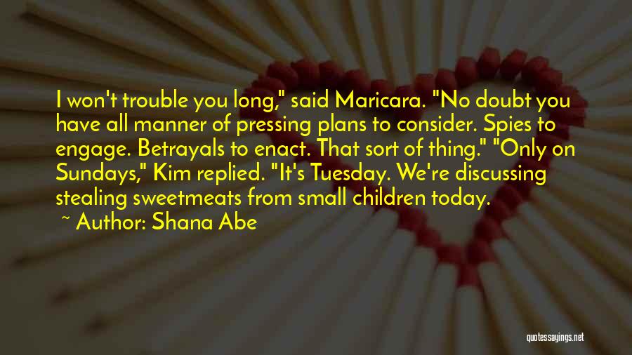 Shana Abe Quotes: I Won't Trouble You Long, Said Maricara. No Doubt You Have All Manner Of Pressing Plans To Consider. Spies To