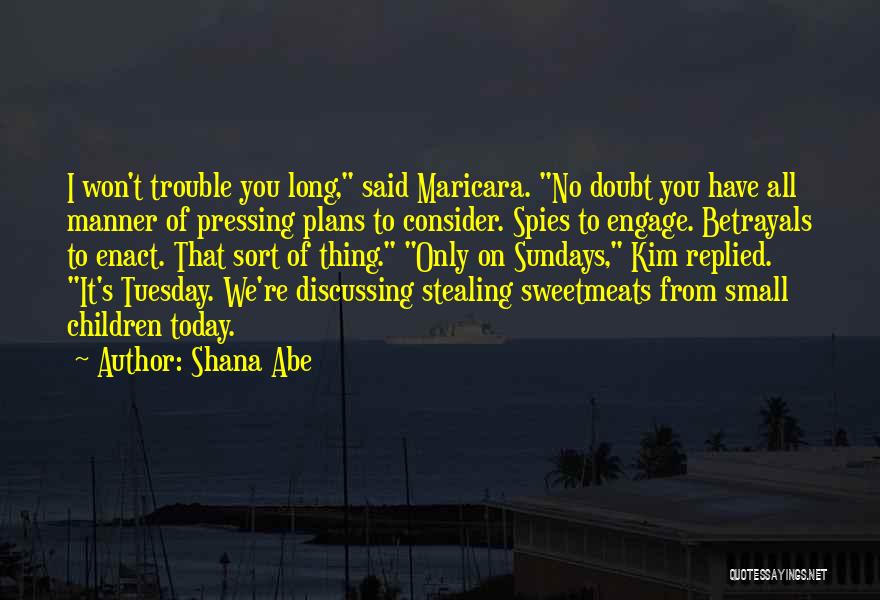 Shana Abe Quotes: I Won't Trouble You Long, Said Maricara. No Doubt You Have All Manner Of Pressing Plans To Consider. Spies To
