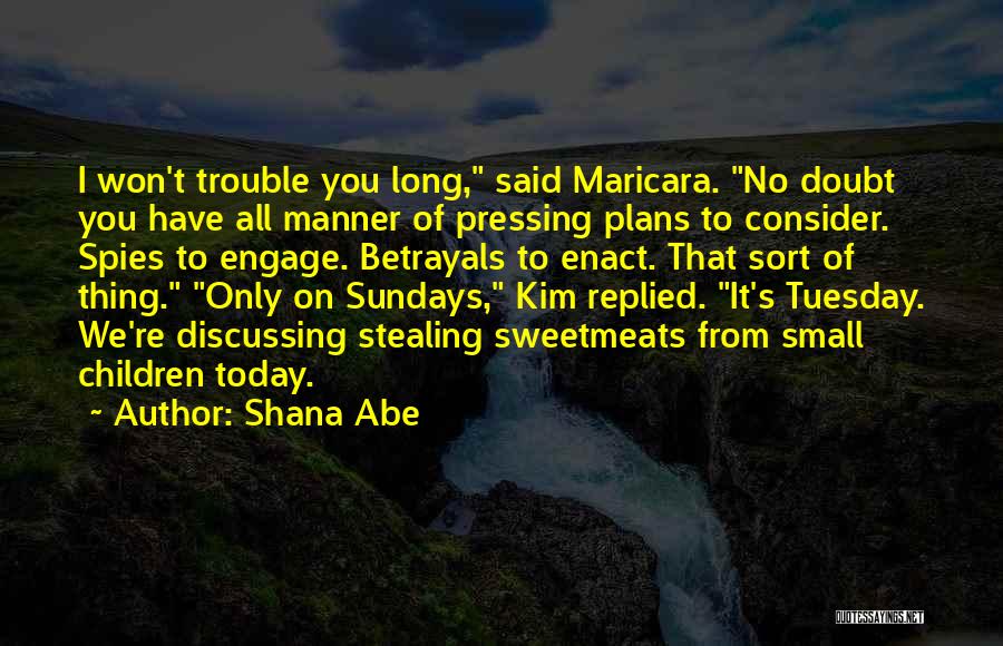 Shana Abe Quotes: I Won't Trouble You Long, Said Maricara. No Doubt You Have All Manner Of Pressing Plans To Consider. Spies To
