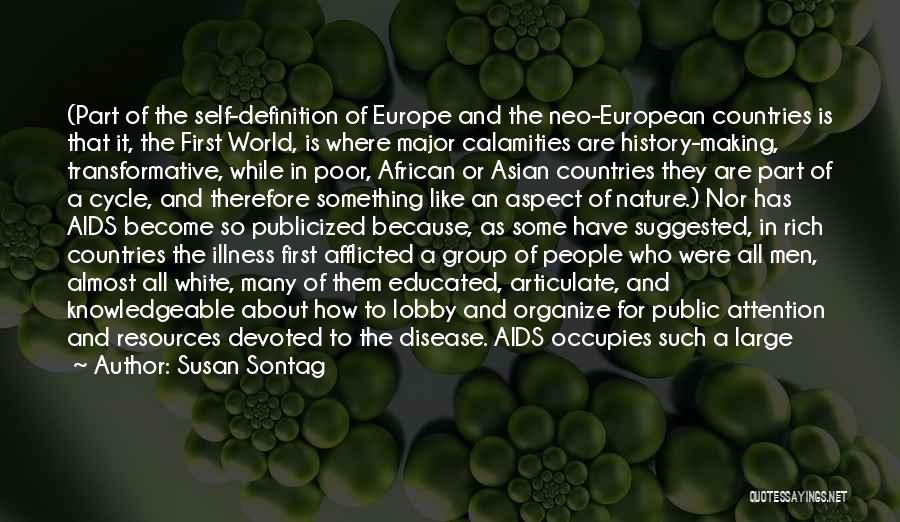 Susan Sontag Quotes: (part Of The Self-definition Of Europe And The Neo-european Countries Is That It, The First World, Is Where Major Calamities