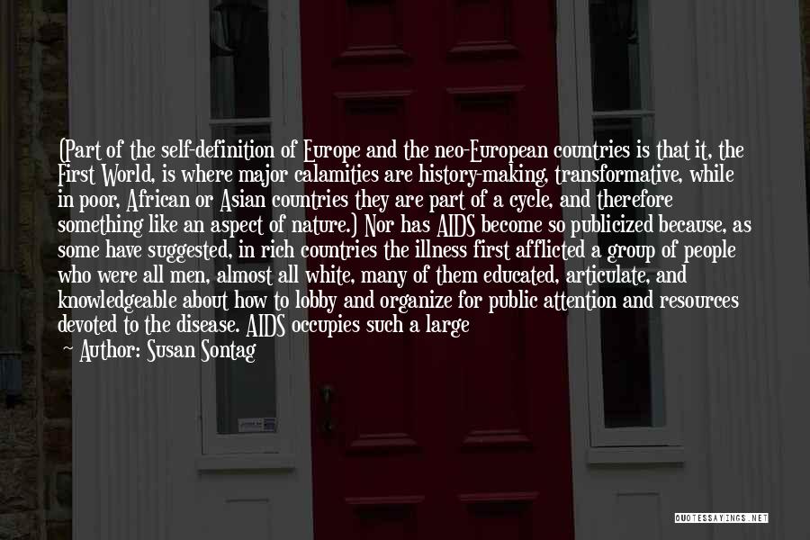 Susan Sontag Quotes: (part Of The Self-definition Of Europe And The Neo-european Countries Is That It, The First World, Is Where Major Calamities