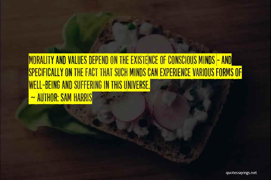 Sam Harris Quotes: Morality And Values Depend On The Existence Of Conscious Minds - And Specifically On The Fact That Such Minds Can