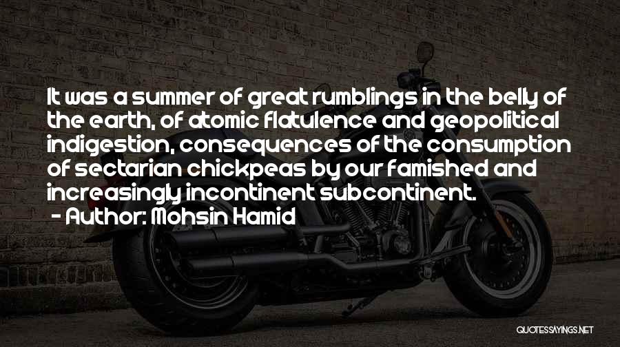 Mohsin Hamid Quotes: It Was A Summer Of Great Rumblings In The Belly Of The Earth, Of Atomic Flatulence And Geopolitical Indigestion, Consequences