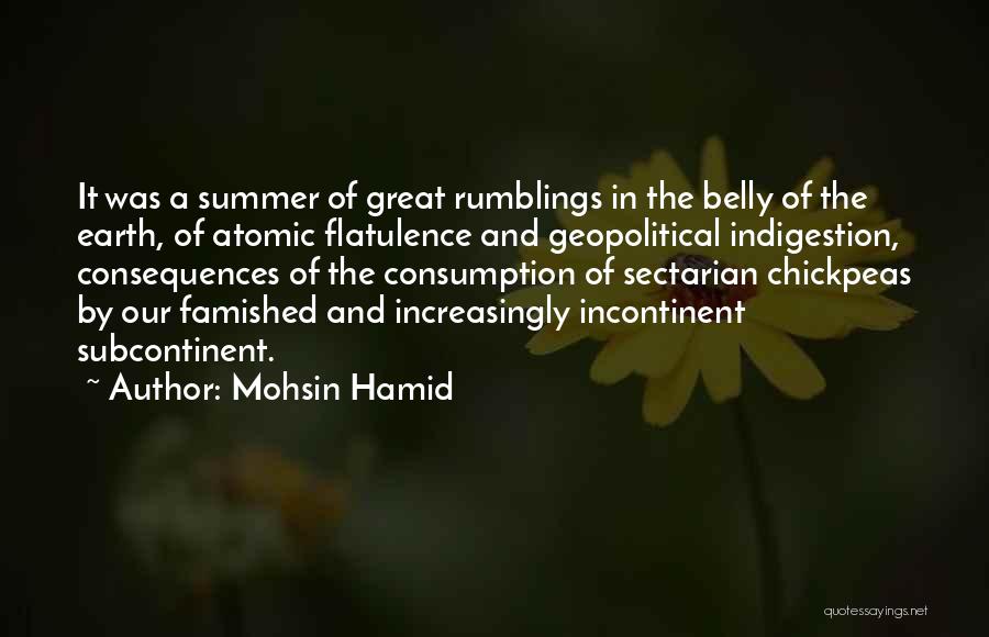 Mohsin Hamid Quotes: It Was A Summer Of Great Rumblings In The Belly Of The Earth, Of Atomic Flatulence And Geopolitical Indigestion, Consequences