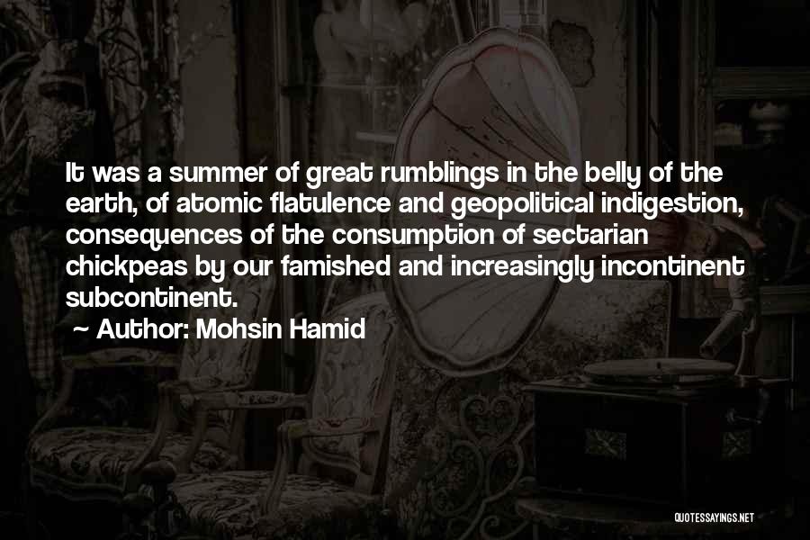 Mohsin Hamid Quotes: It Was A Summer Of Great Rumblings In The Belly Of The Earth, Of Atomic Flatulence And Geopolitical Indigestion, Consequences