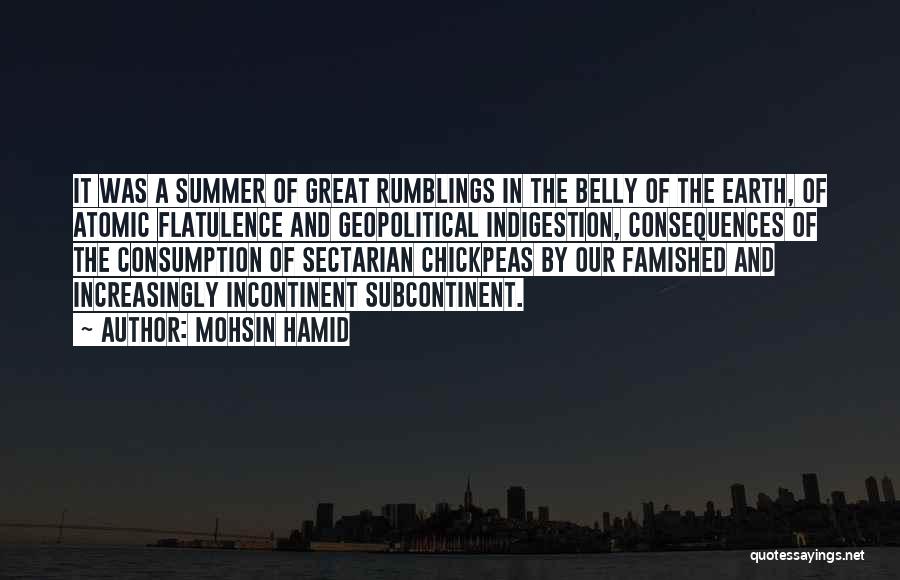 Mohsin Hamid Quotes: It Was A Summer Of Great Rumblings In The Belly Of The Earth, Of Atomic Flatulence And Geopolitical Indigestion, Consequences
