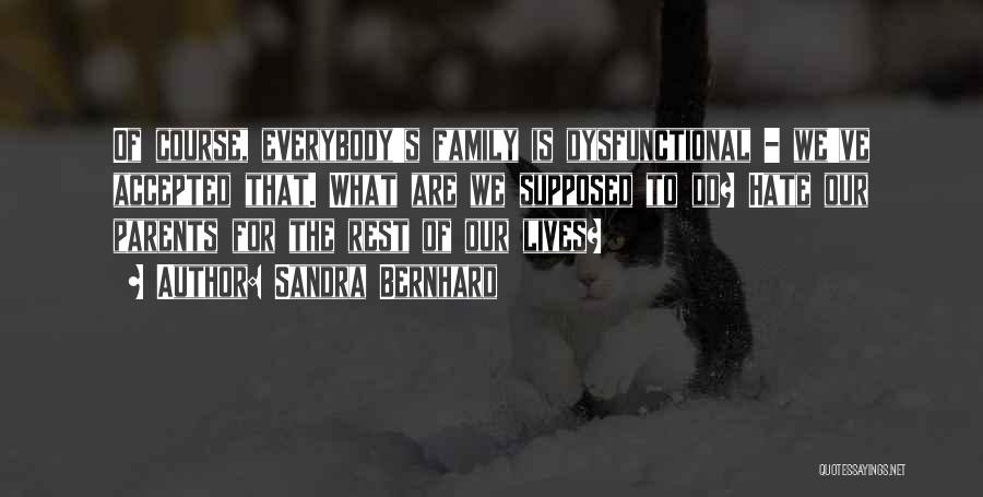 Sandra Bernhard Quotes: Of Course, Everybody's Family Is Dysfunctional - We've Accepted That. What Are We Supposed To Do? Hate Our Parents For