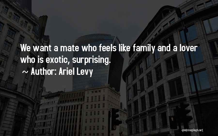 Ariel Levy Quotes: We Want A Mate Who Feels Like Family And A Lover Who Is Exotic, Surprising.