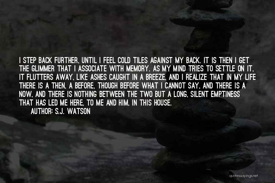 S.J. Watson Quotes: I Step Back Further, Until I Feel Cold Tiles Against My Back. It Is Then I Get The Glimmer That